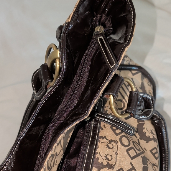 Betty Boop Black & Tan Logo Shoulder Bag with Gold Hardware - Picture 10 of 14